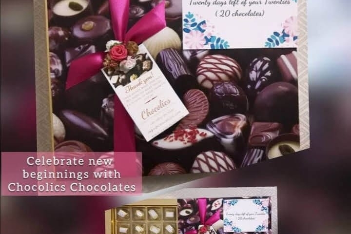 Chocolate Gift Box Online 16 Open box showing 9 assorted artisan truffles with nuts