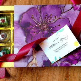 Luxury chocolate box with 12 assorted truffles and personalized note card