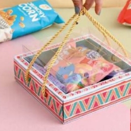 Premium Diwali hamper box with nuts, cookies, chocolates, date bites, candle & personalized festive card