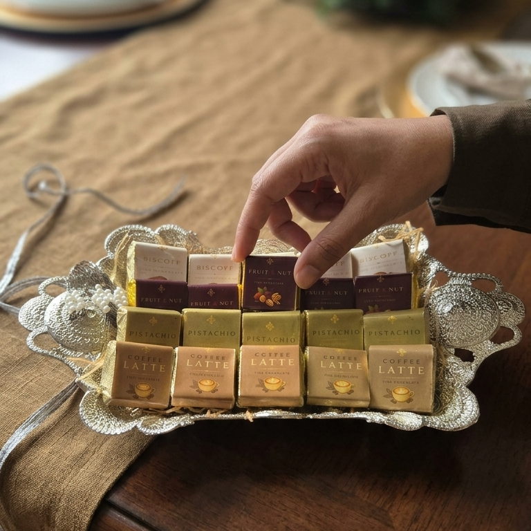 Assorted Chocolates Silver Tray