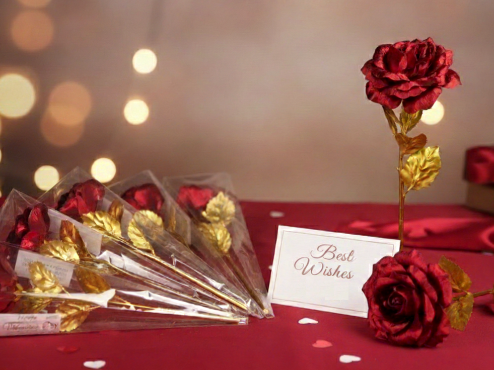 Handcrafted 24k Gold Plated Eternal Rose 7 metal roses uai Handcrafted 24k Gold Plated Eternal Rose