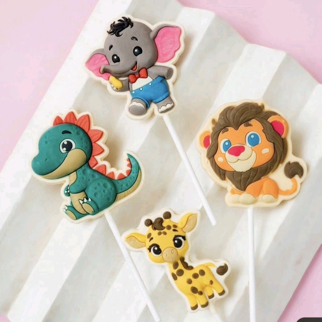 Jungle Theme Animal Chocolate Lollipops for Kids Birthday Party Return Gifts by Chocolics